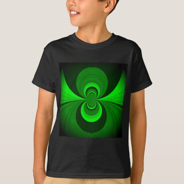 Abstract Bright Green Groovy Kaleidoscope Pattern  T-Shirt (Front)
