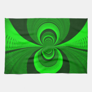 Abstract Bright Green Groovy kaleidoscope Pattern  Towel