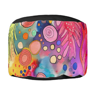 *~* ABSTRACT Bright Happy Rainbow Monogram Pouf