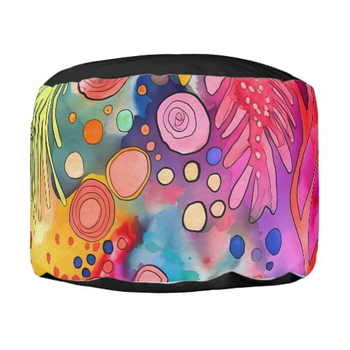 *~* ABSTRACT Bright Happy Rainbow Monogram Pouf