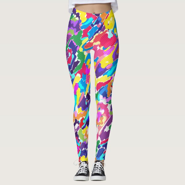 Abstract bright multicolored leggings (Front)