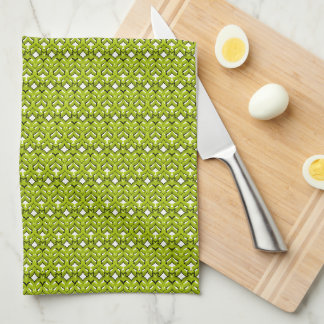 Abstract bright ornament plain neon green kitchen towel
