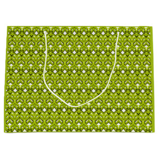 Abstract bright ornament plain neon green large gift bag