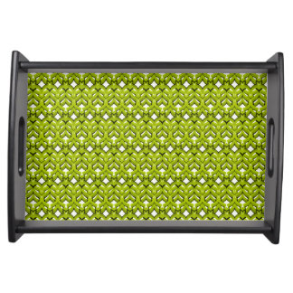 Abstract bright ornament plain neon green serving tray