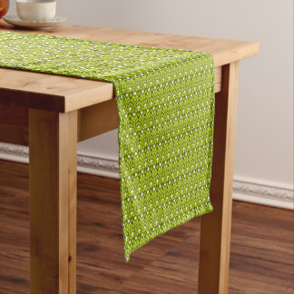 Abstract bright ornament plain neon green short table runner