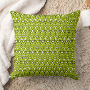 Abstract bright ornament plain neon green throw pillow