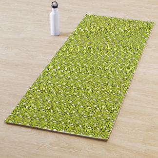 Abstract bright ornament plain neon green yoga mat