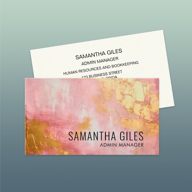 Abstract Bright Pink Gold Paint Business Card (Creator Uploaded)