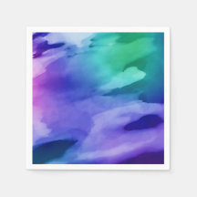 Abstract Bright Purple Blue Green Watercolor Party