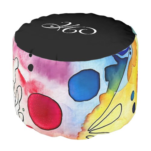 *~* ABSTRACT Bright Rainbow Happy Initial Pouf