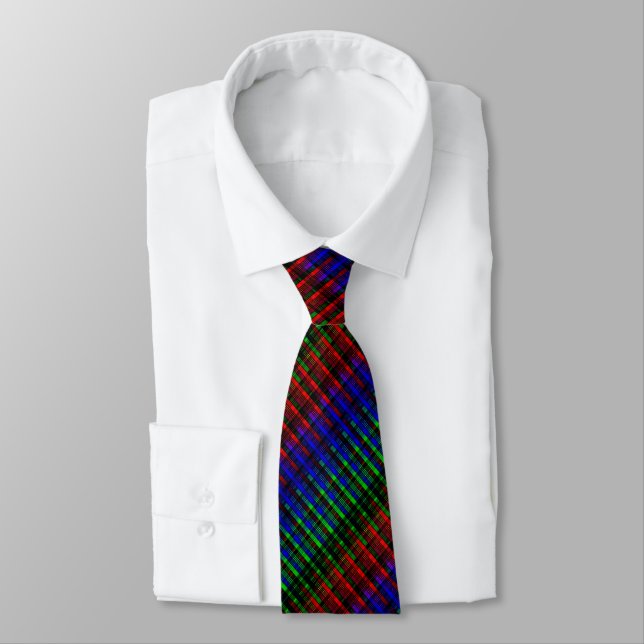 Abstract, bright, summer, elegant, plaid, multicol neck tie (Tied)