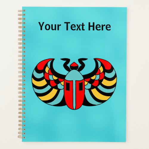 Abstract Brightly Colored Scarab Beetle Aqua Blue Planner