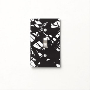 Abstract Broken Glass Black & White Light Switch Cover