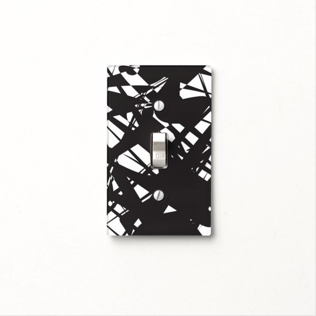 Abstract Broken Glass Black & White Light Switch Cover (In Situ)