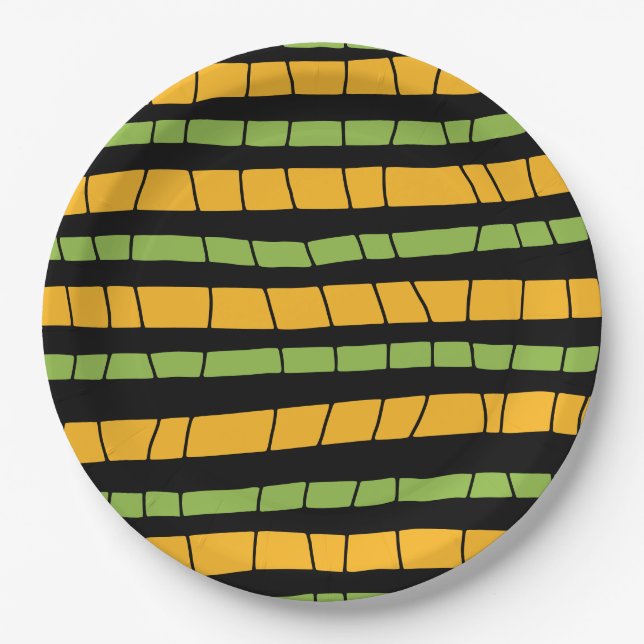 Abstract broken stripes paper plates (Front)