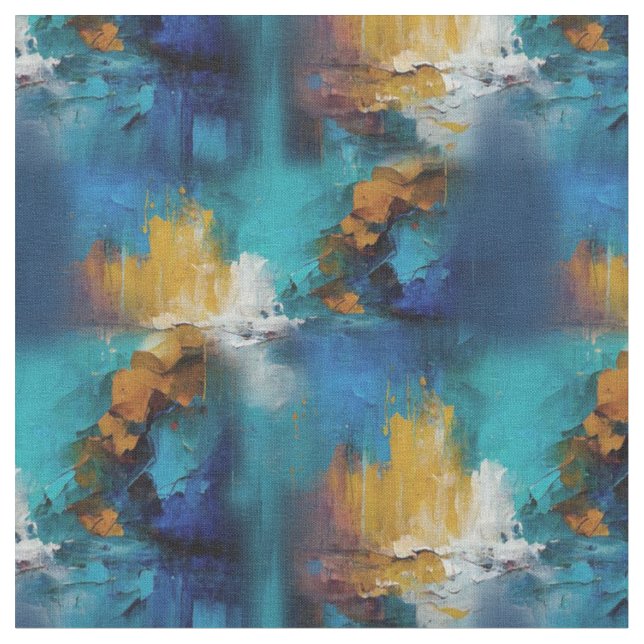 Abstract bronze, gold-blue baroque style  fabric (Close Up)