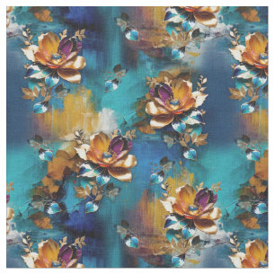 Abstract bronze, gold-blue baroque style fabric
