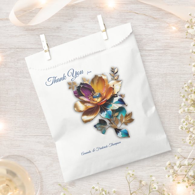 Abstract bronze, gold-blue Baroque style Favor Bag (Clipped)