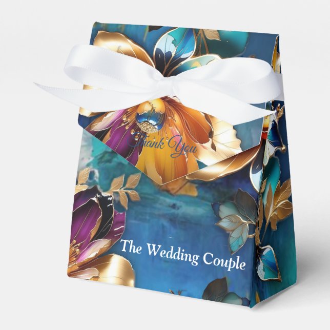 Abstract bronze, gold-blue Baroque style Favor Boxes (Front Side)