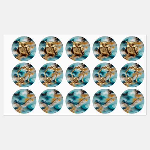 Abstract bronze gold_blue baroque style  labels