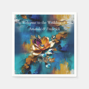 Abstract bronze, gold-blue baroque style  napkins