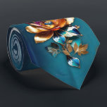 Abstract bronze, gold-blue Baroque style Neck Tie<br><div class="desc">Abstract bronze,  copper,  arrangement of leaves and flowers in gold,  copper,  mixed blues,  and yellows on an oil painting background</div>