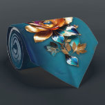 Abstract bronze, gold-blue Baroque style Neck Tie<br><div class="desc">Abstract bronze,  copper,  arrangement of leaves and flowers in gold,  copper,  mixed blues,  and yellows on an oil painting background</div>