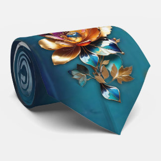 Abstract bronze, gold-blue Baroque style Neck Tie