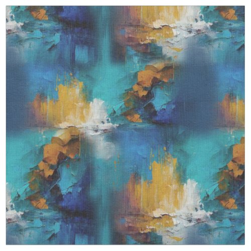 Abstract bronze gold_blue oil painting repeat fabric