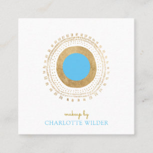 Abstract Bronze Teal Circle Makeup Artist Square Business Card