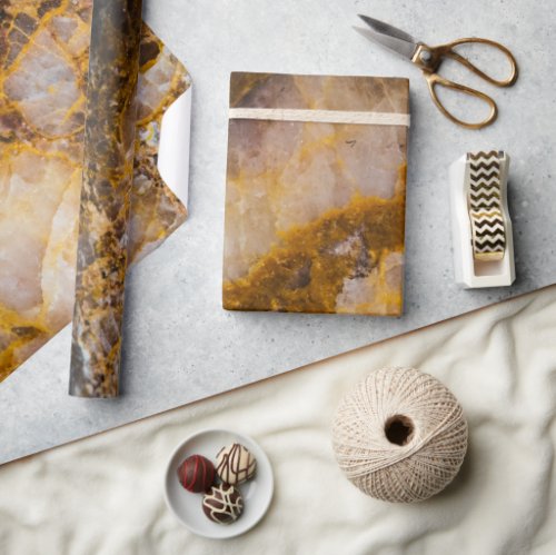 Abstract bronze white mineral rock texture wrapping paper