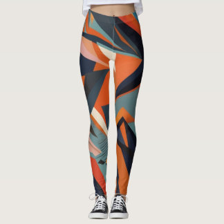 abstract brown and chacolate colors bars leggings