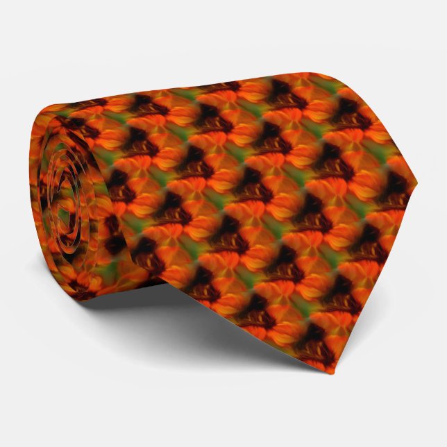 Abstract Brown And Orange Design  Neck Tie (Rolled)