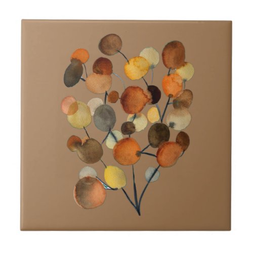 Abstract brown Autumn Earth Tree art Ceramic Tile