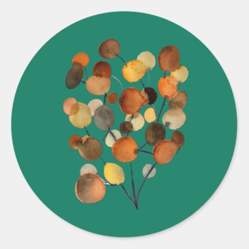 Abstract brown Autumn Earth Tree art Classic Round Sticker