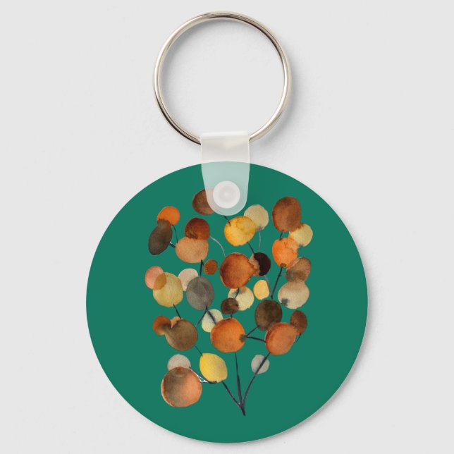 Abstract brown Autumn Earth Tree art Keychain (Front)
