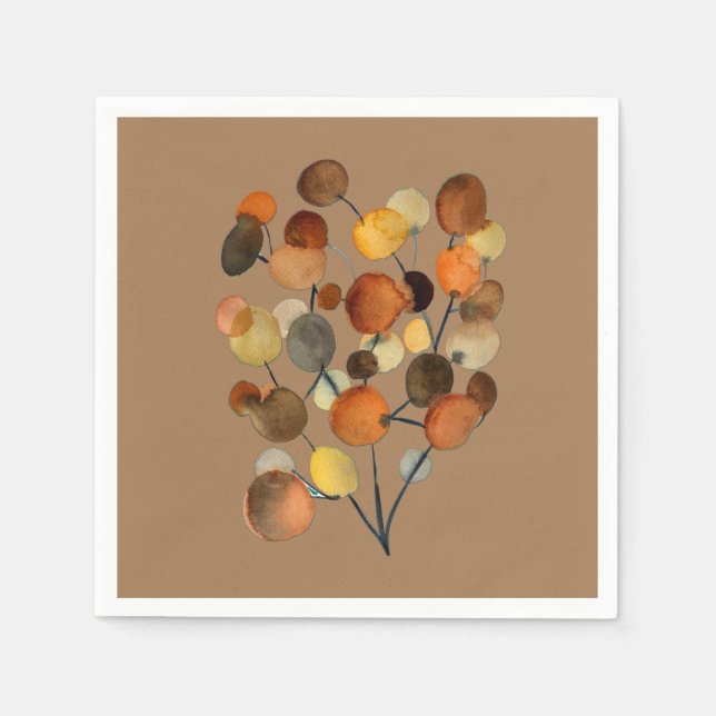 Abstract brown Autumn Earth Tree art Napkins (Front)
