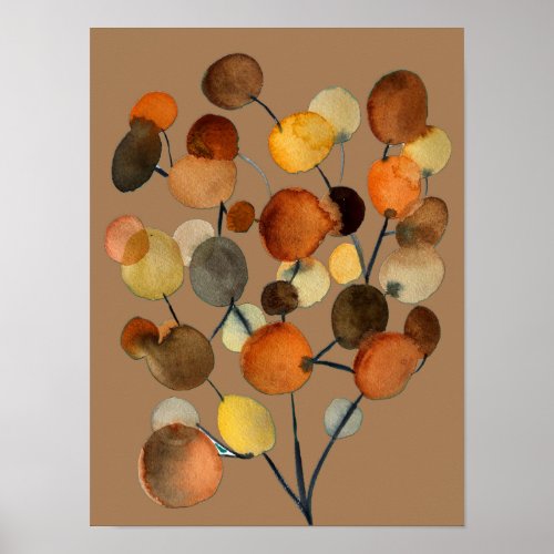 Abstract brown Autumn Earth Tree art Poster