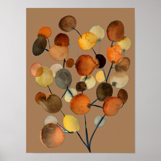 Abstract brown Autumn Earth Tree art Poster (Front)