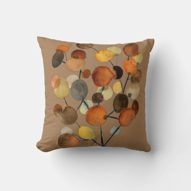 Abstract brown Autumn Earth Tree art Throw Pillow (Front)