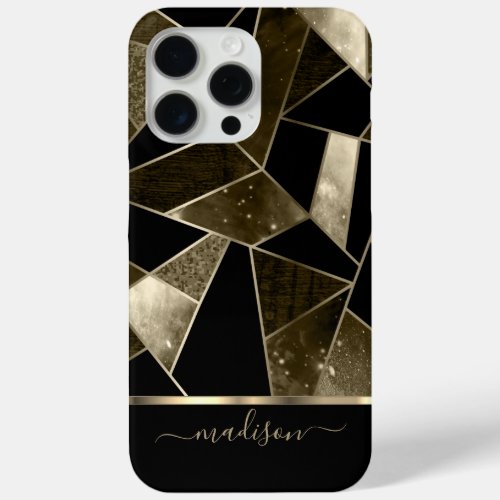 Abstract  Brown Black and Gold Design   iPhone 15 Pro Max Case