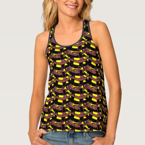 Abstract Brown Black Yellow Tank Top