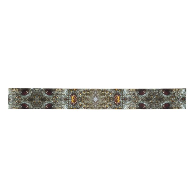 Abstract brown, dark gray texture pattern satin ribbon (Front)