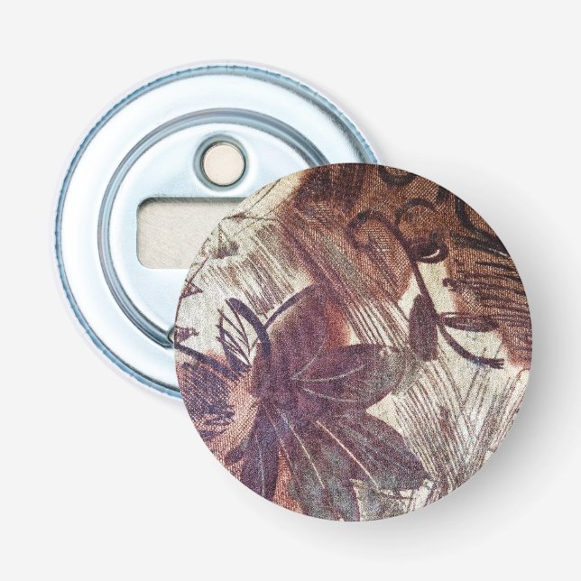 Abstract Brown Floral Design 1 Bottle Opener (Front)