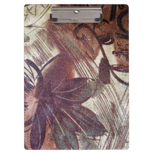Abstract Brown Floral Design 1 Clipboard