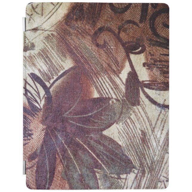 Abstract Brown Floral Design 1 iPad Smart Cover (Front)