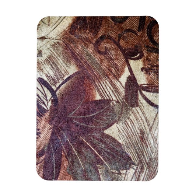 Abstract Brown Floral Design 1 Magnet (Vertical)