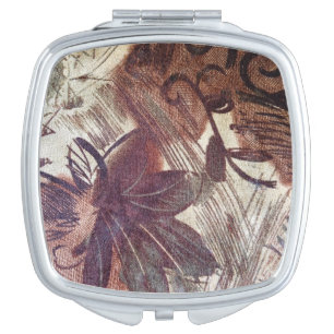 Abstract Brown Floral Design 1 Makeup Mirror