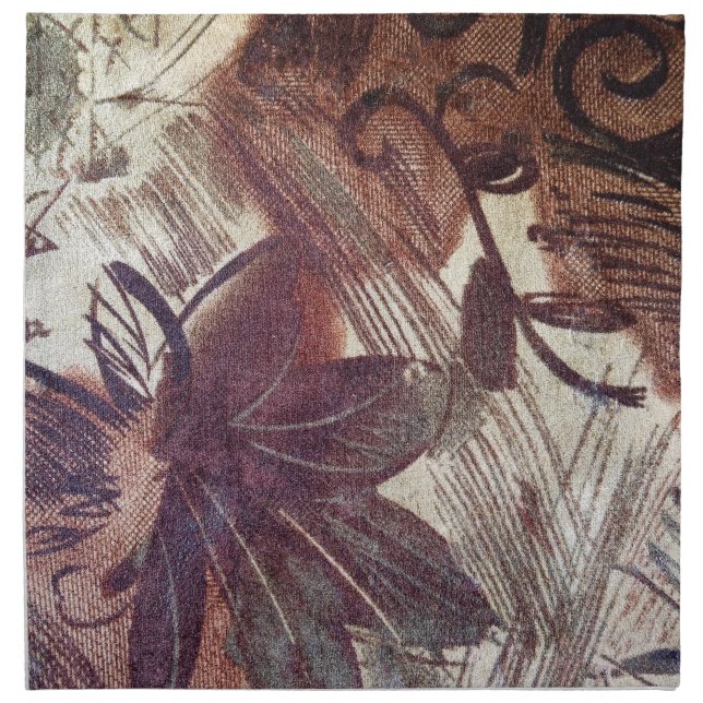Abstract Brown Floral Design 1 Napkin (Front)