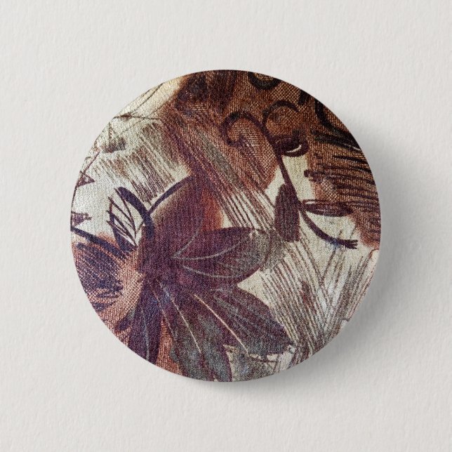 Abstract Brown Floral Design 1 Pinback Button (Front)